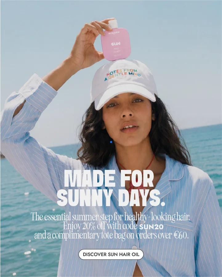 Myriam K Paris Sun Hair Oil, summer haircare promotion with 20% off using code SUN20.
