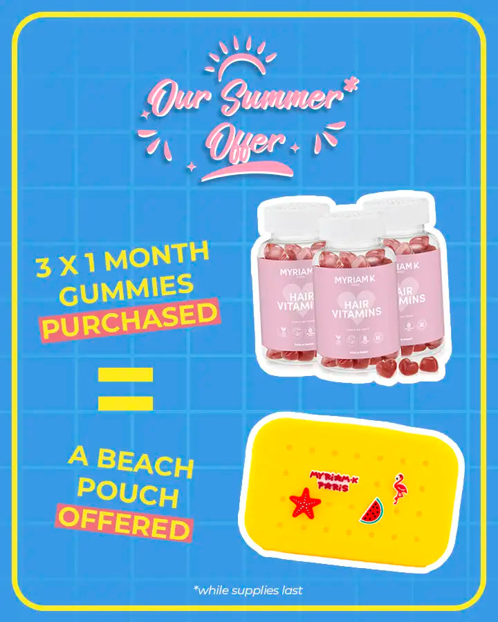 Special Summer Offer from Myriam•K – Get a Free Beach Bag with 3 Hair Growth Gummies – Strengthen and Boost Your Hair