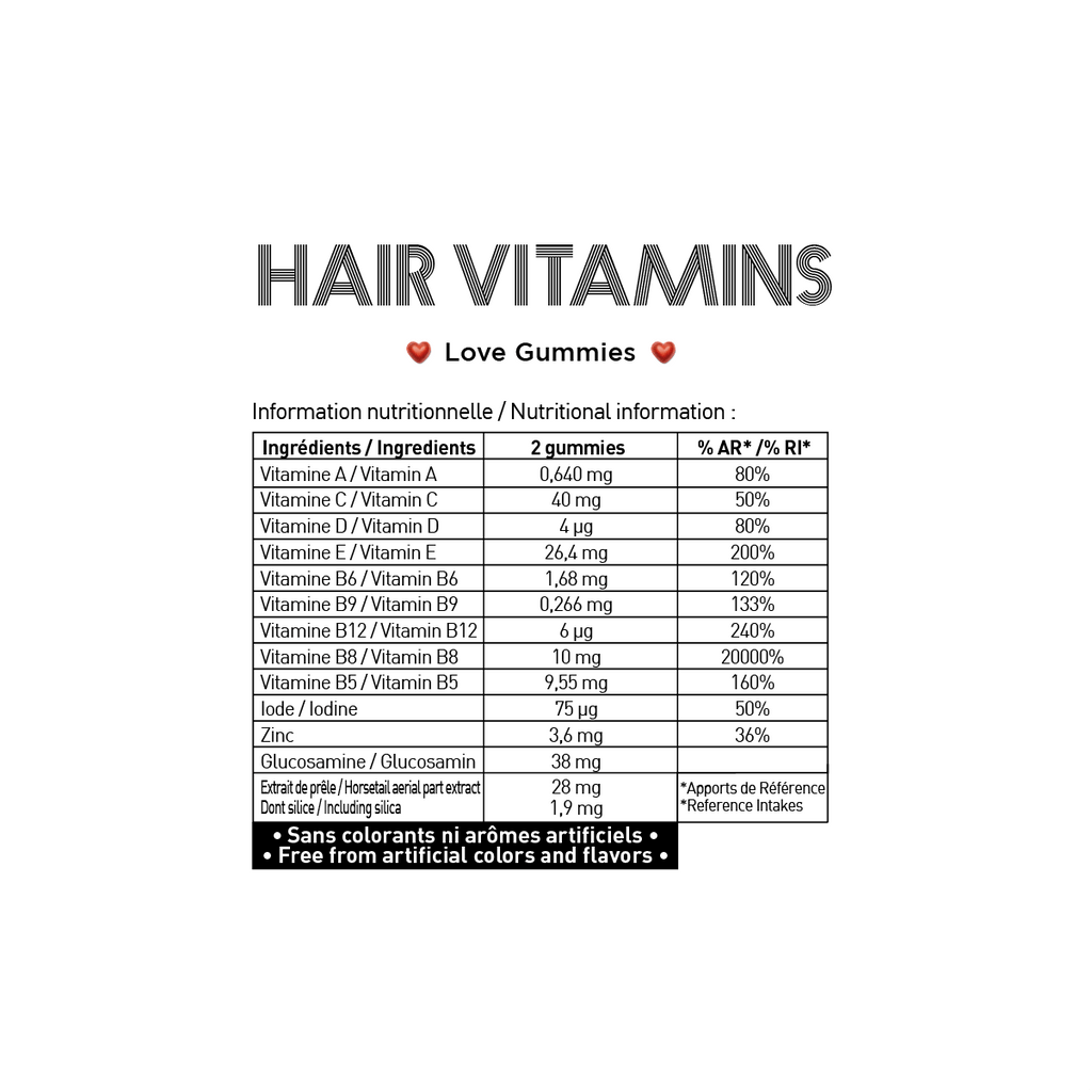 RED LOVE GUMMIES HAIR VITAMINS 15 DAYS Myriam•K Paris®