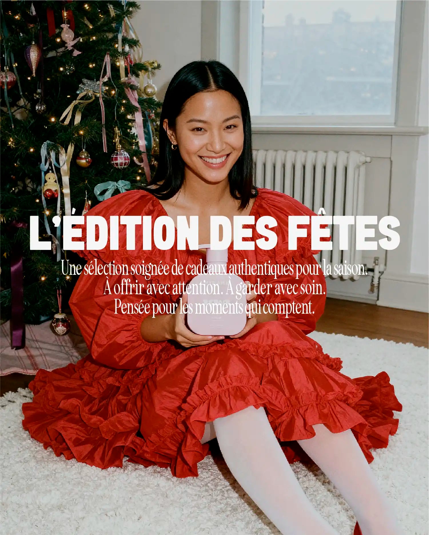 Bannière mobile Myriam K Paris – Édition des Fêtes, soins capillaires professionnels à offrir, cadeaux beauté cheveux pour les moments qui comptent.