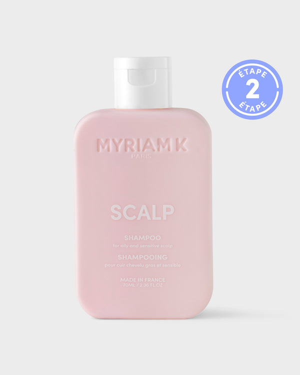 Étape 2 du rituel MyriamK format voyage : shampooing purifiant cuir chevelu 70ml