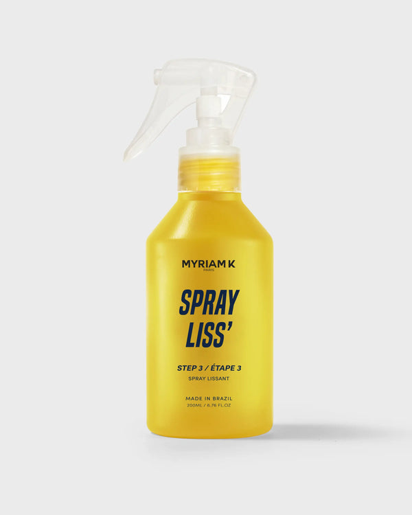 Spray Liss’ Myriam•K Paris – étape 3 du rituel de lissage professionnel, spray lissant sans rinçage 200 ml offrant protection thermique, brillance miroir et douceur pour des cheveux lisses et soyeux.