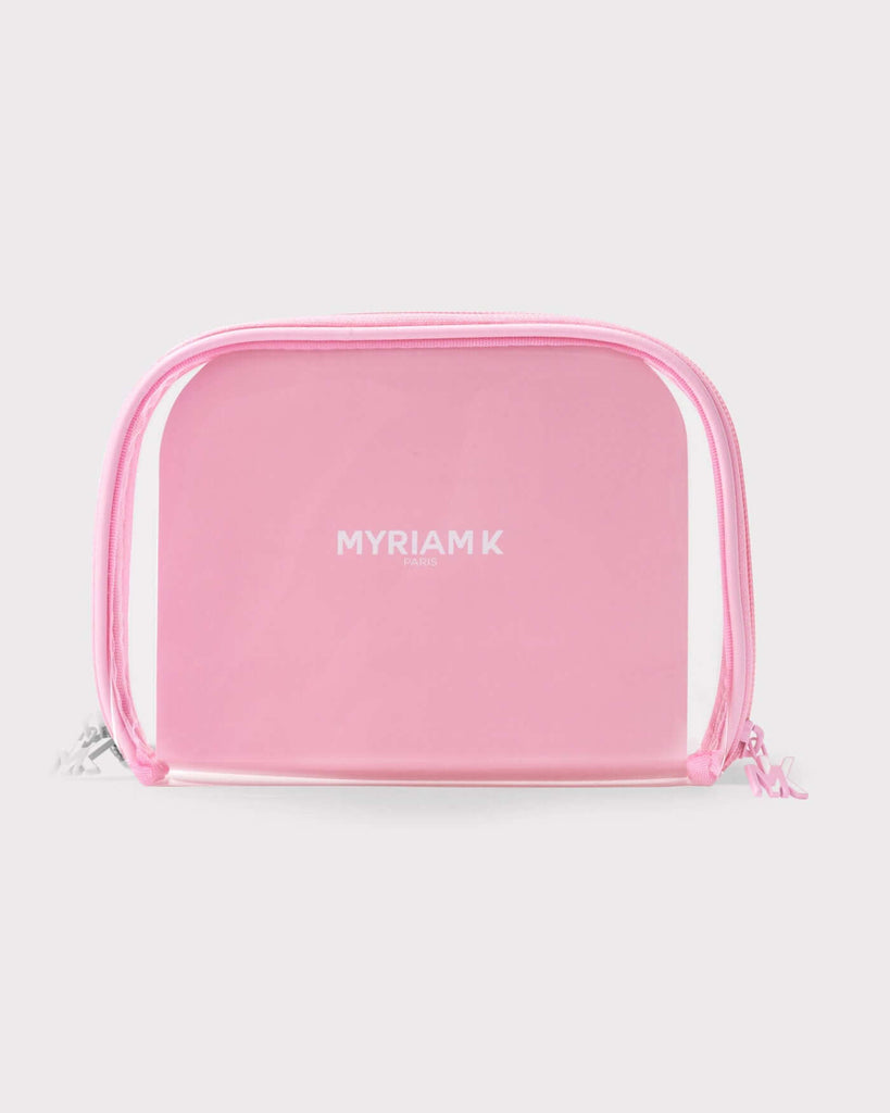 Trousse de voyage MyriamK vide, conçue pour accueillir le rituel capillaire en format miniature